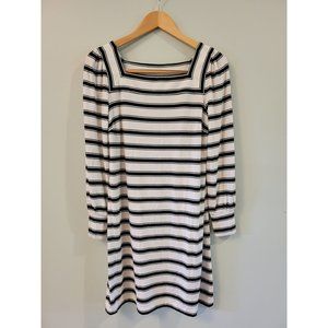 Loft Petites Black and White Striped Dress